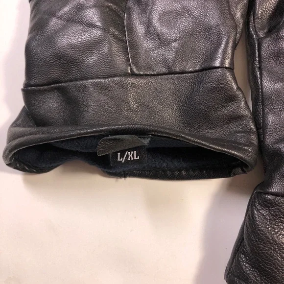 Mens Black Leather Winter Gloves - Picture 4 of 5